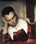 VERMEER VAN DELFT, Jan A Woman Asleep at Table (detail) atr china oil painting reproduction